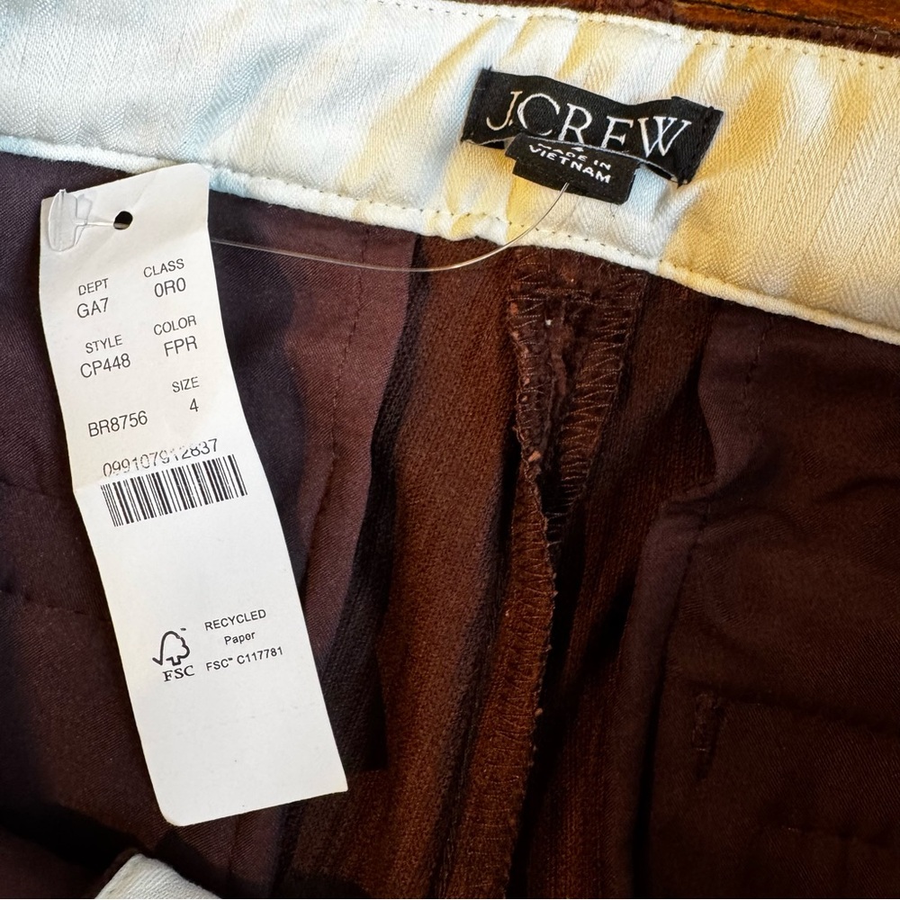 J.Crew Wide Leg Trousers in Stretchy Cordoruy. Brown‎ Pants. Size 4. NWT - Picture 8 of 11